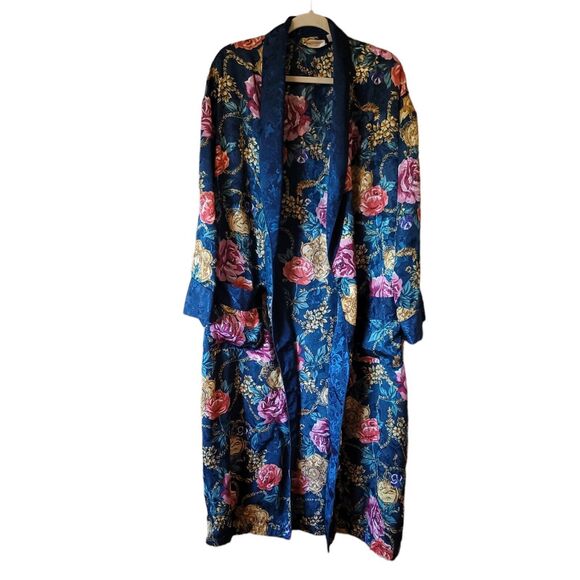 Victoria Secret floral Robe Kimono Gold Label Vintage Made In Hong Kong Size M/L - Picture 1 of 8